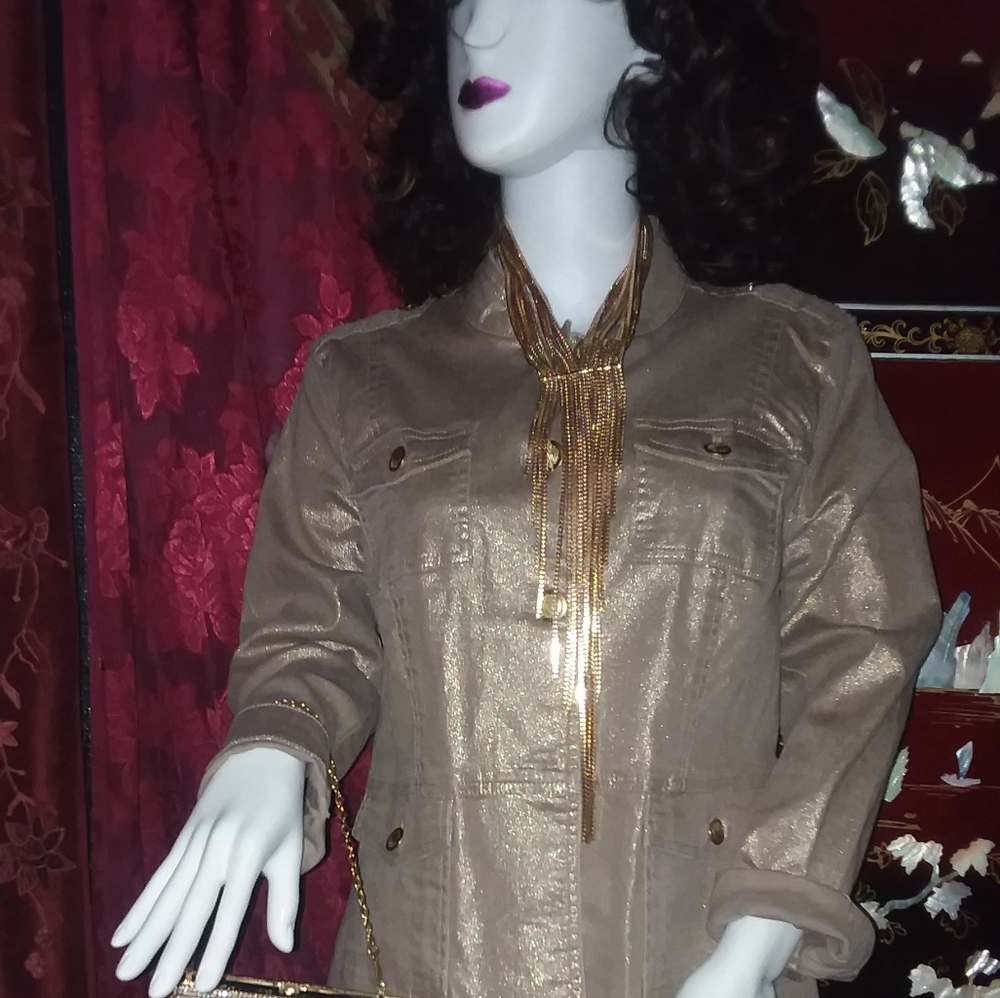 Platinum denim pant suit